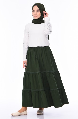 Cotton Gauze Flare Skirt 0220-03 Khaki 0220-03
