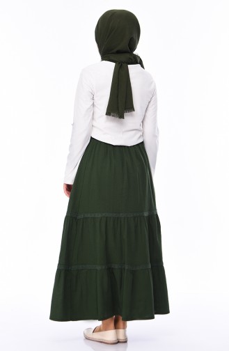 Cotton Gauze Flare Skirt 0220-03 Khaki 0220-03