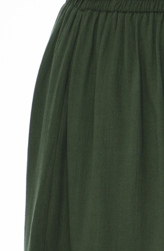 تنورة قطن مُحاك بتصميم كلوش 0220-03 لون أخضر كاكي 0220-03