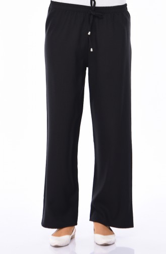 Elastic Waist Linen Pants 2086A-02 Black 2086A-02