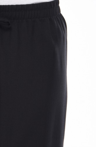 Elastic Waist Linen Pants 2086A-02 Black 2086A-02
