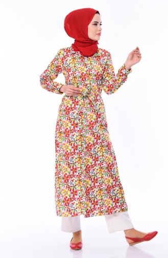 Patterned Long Tunic 9069A-01 Red 9069A-01