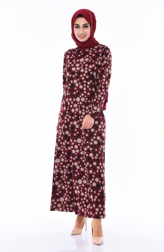 Claret Red Hijab Dress 8816-03