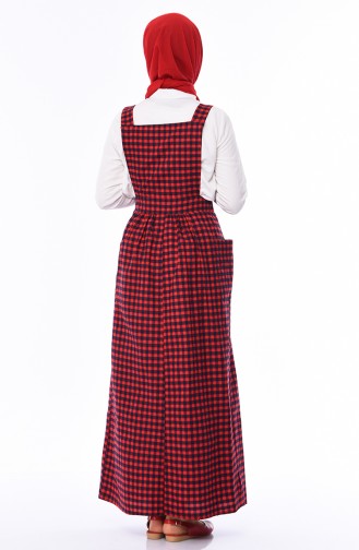 فستان سالوبيت بتصميم مُربعات 5016-05 لون أحمر 5016-05