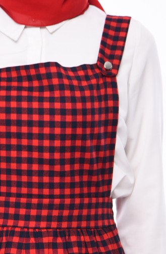 Checkered Salopette Dress 5016-05 Red 5016-05