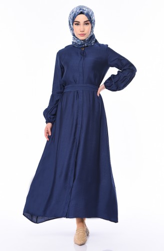 Navy Blue Hijab Dress 0002-05