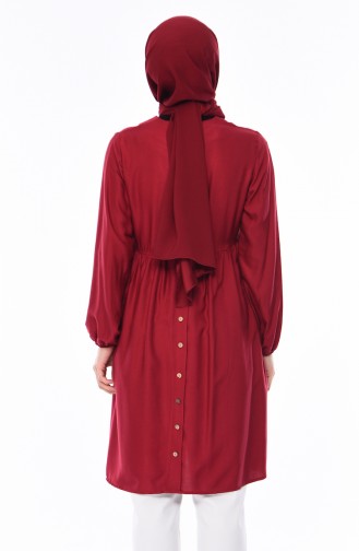 Büzgülü Kolyeli Tunik 2380-04 Bordo