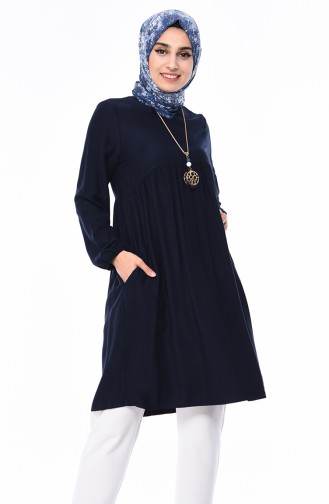 Plated necklace Tunic 2380-07 Navy 2380-07