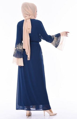 Tüylü Şifon Abaya 52756-04 Petrol Bej