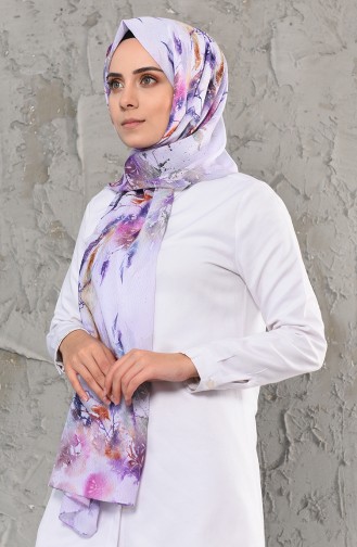 Digital Printed Chiffon Shawl 13000-04 light Lilac 13000-04