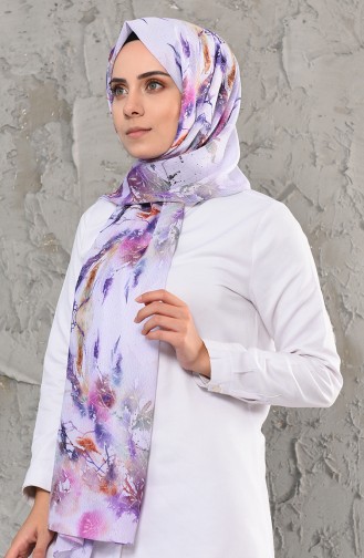 Digital Printed Chiffon Shawl 13000-04 light Lilac 13000-04