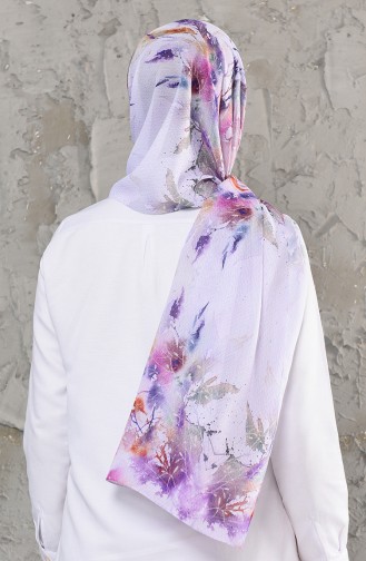 Digital Printed Chiffon Shawl 13000-04 light Lilac 13000-04