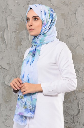 Digital Printed Chiffon Shawl 13000-10 Mint Green 13000-10