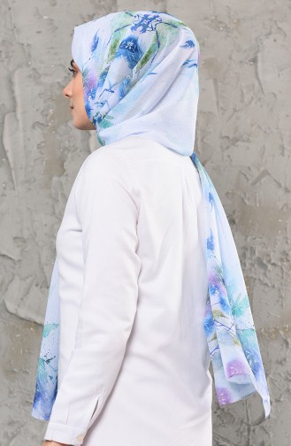 Digital Printed Chiffon Shawl 13000-10 Mint Green 13000-10