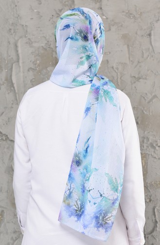 Digital Printed Chiffon Shawl 13000-10 Mint Green 13000-10