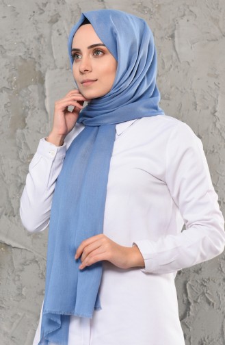 Plain Cotton Shawl 13009-13 Blue 13009-13