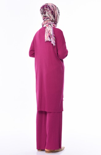 Asimetrik Tunik Pantolon İkili Takım 3314-10 Mürdüm 3314-10