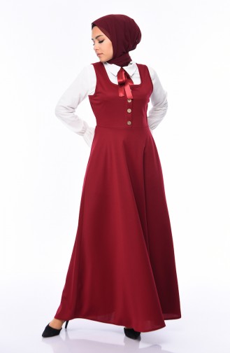 طقم فستان سالوبيت وبلوز 5006-02 لون خمري 5006-02