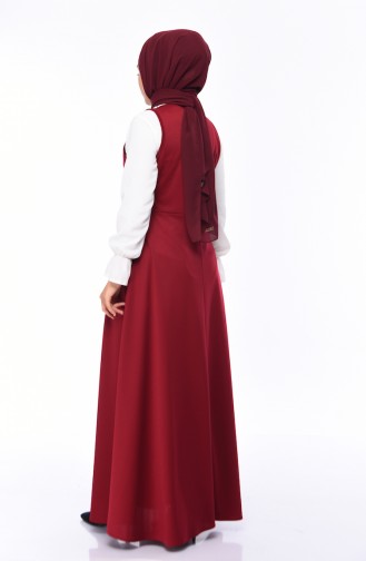 طقم فستان سالوبيت وبلوز 5006-02 لون خمري 5006-02