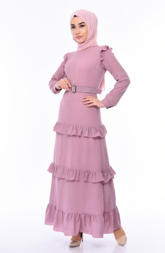 Kleid mit Gürtel 1192-01 Puder Rosa 1192-01