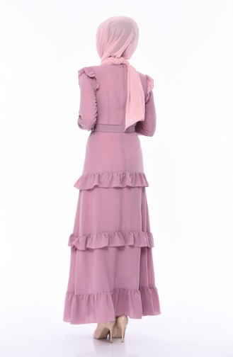 Kleid mit Gürtel 1192-01 Puder Rosa 1192-01