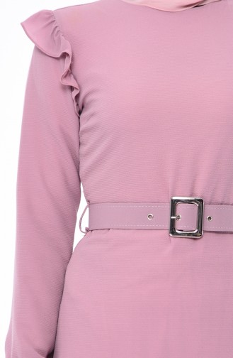 Kleid mit Gürtel 1192-01 Puder Rosa 1192-01