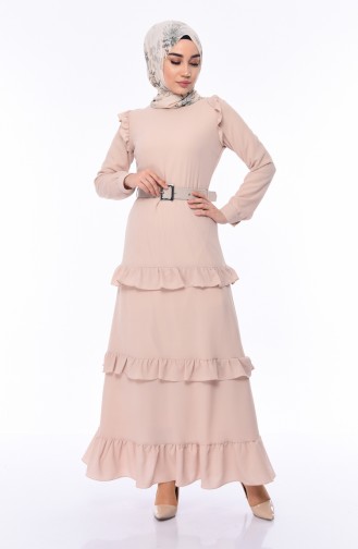 Beige Hijab Dress 1192-04