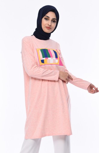 Baskılı Tunik 4560-01 Pembe 4560-01