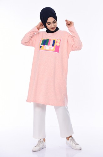 Baskılı Tunik 4560-01 Pembe