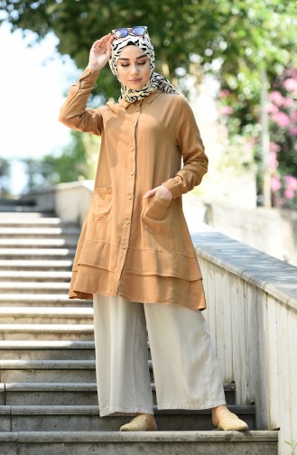 Sensual Button Tunic 6305-06 Camel 6305-06