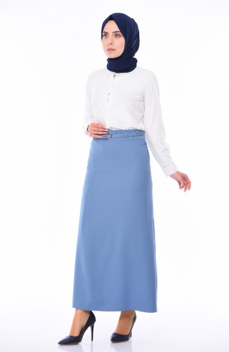 Belted Pencil Skirt 0415-02 Blue 0415-02