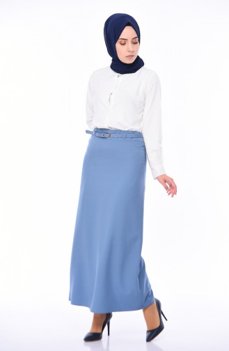 Belted Pencil Skirt 0415-02 Blue 0415-02