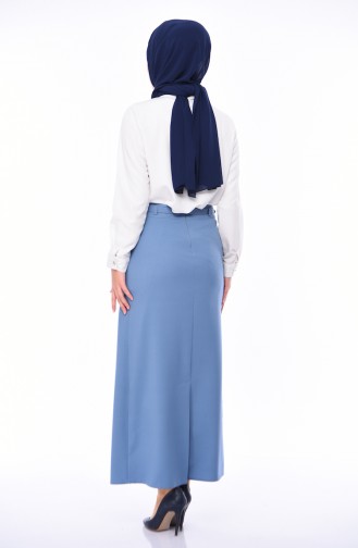 Belted Pencil Skirt 0415-02 Blue 0415-02
