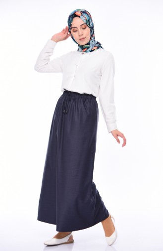 Elastic Waist Skirt 1127-02 Navy Blue 1127-02