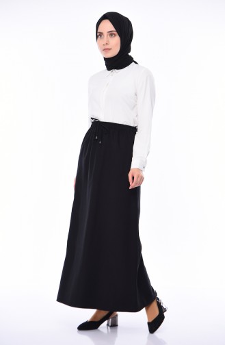 Elastic Waist Skirt  1127A-01 Black 1127A-01