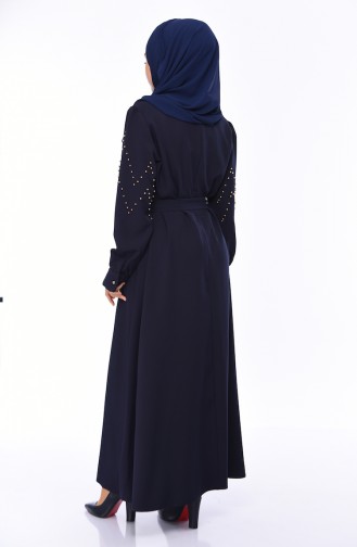 Large Size Pearl Dress 0109-01 Navy Blue 0109-01