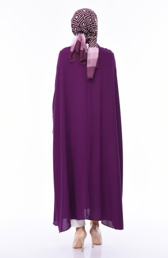 Tie Collar Long Poncho 2010-02 Purple 2010-02