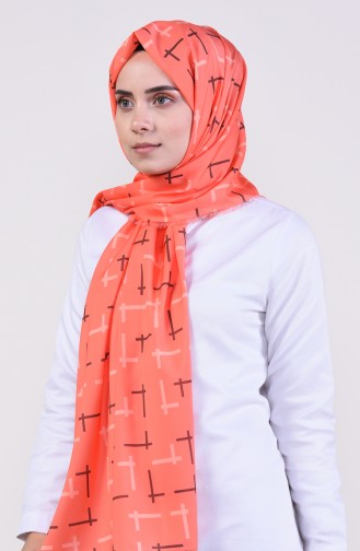 Patterned Bursa Silk Shawl 13011-02 Orange 13011-02