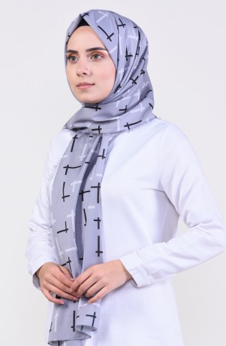 Patterned Bursa Silk Shawl 13011-13 Gray 13011-13