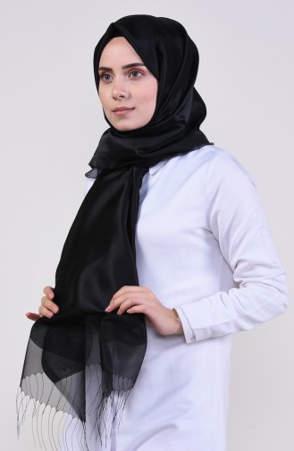Düz Abiye Tül Şal 13012-04 Siyah