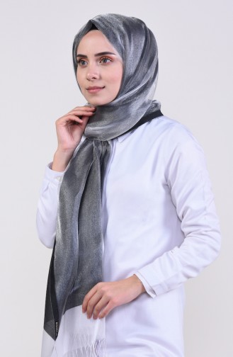 Düz Abiye Tül Şal 13012-06 Koyu Gri