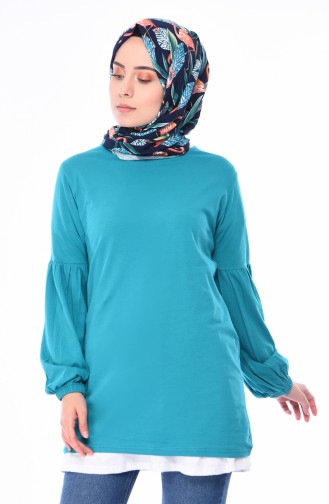 Sleeve Elastic Tunic 2701-01 Turquoise 2701-01