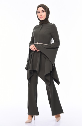 Brooch Tunic Pants Binary Suit 1032-01 Dark Khaki 1032-01