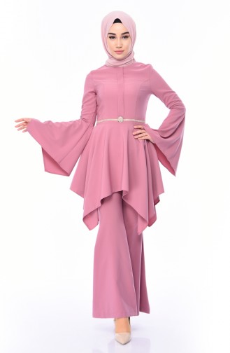 Broşlu Tunik Pantolon İkili Takım 1032-03 Gül Kurusu 1032-03