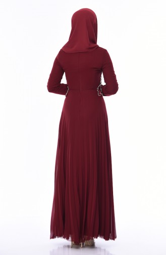 Beaded Embroidery Evening Dress 8004-01 Claret Red 8004-01