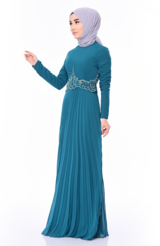 Beaded Embroidery Evening Dress 8004-05 Emerald Green 8004-05