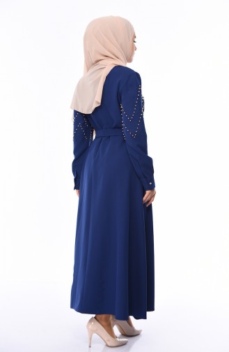 Large Size Pearl Dress 0109-03 Light Navy Blue 0109-03