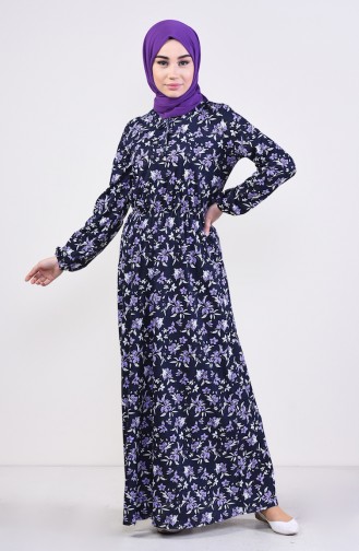 Navy Blue Hijab Dress 0417Z-02