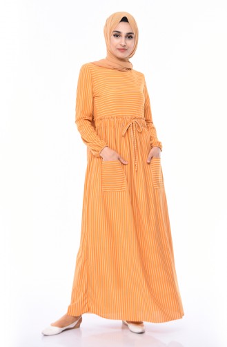 Striped Pocket Dress 1086-06 Mustard 1086-06