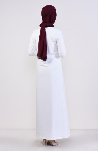 Ecru Hijab Dress 2980A-01